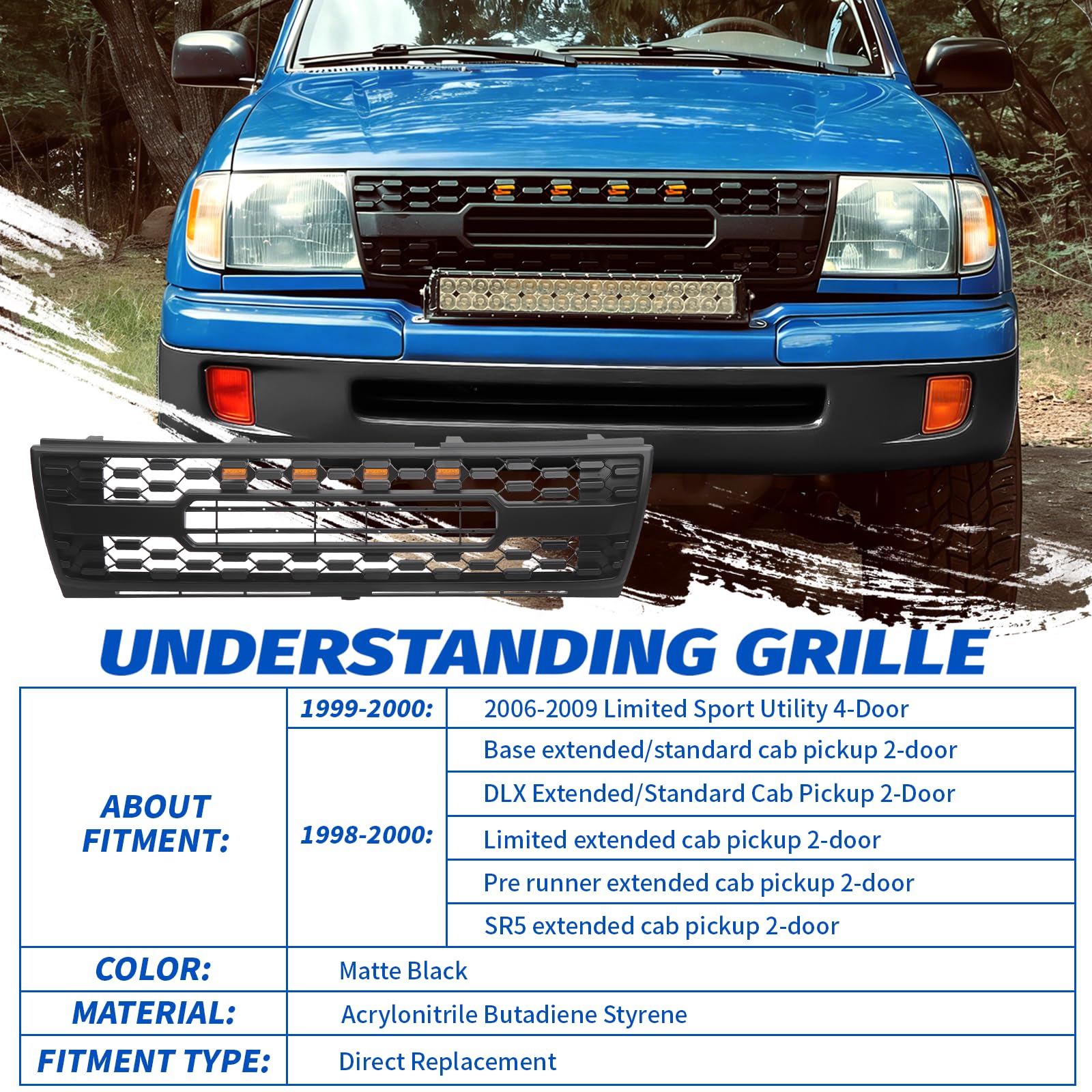 Amazon.com: LKMQDYZ Front Grill Compatible with 1998 1999 2000